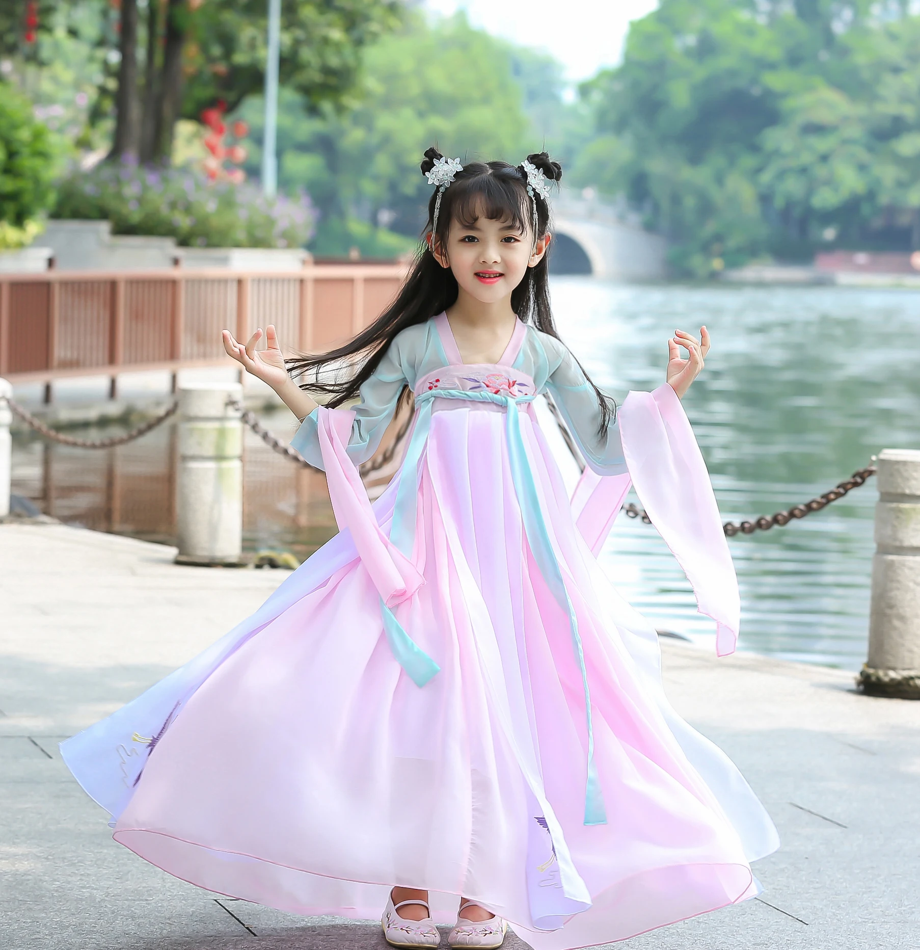 Супер сказочная юбка Hanfu для девочек Сезон лето-осень Оригинальный детский