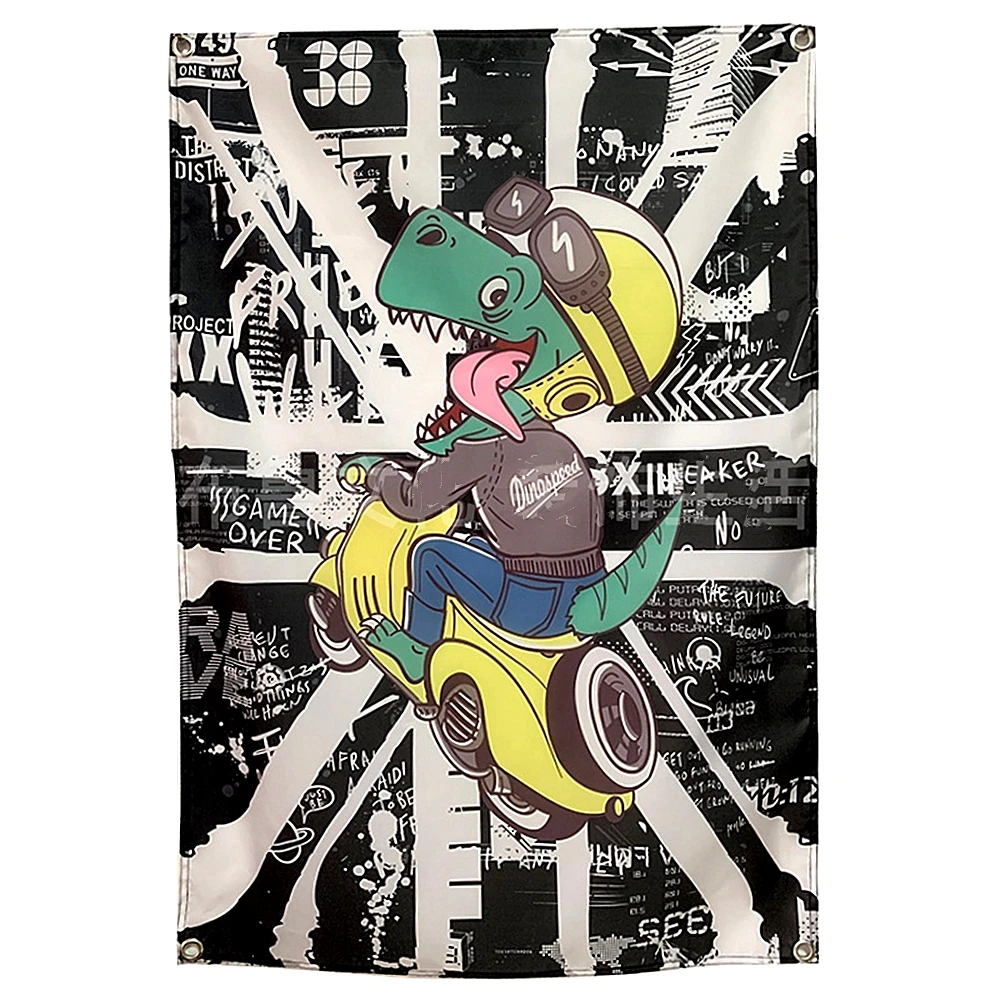 Крокодиловый мотоцикл Локомотив мультфильм плакат флаг баннер для гостиной