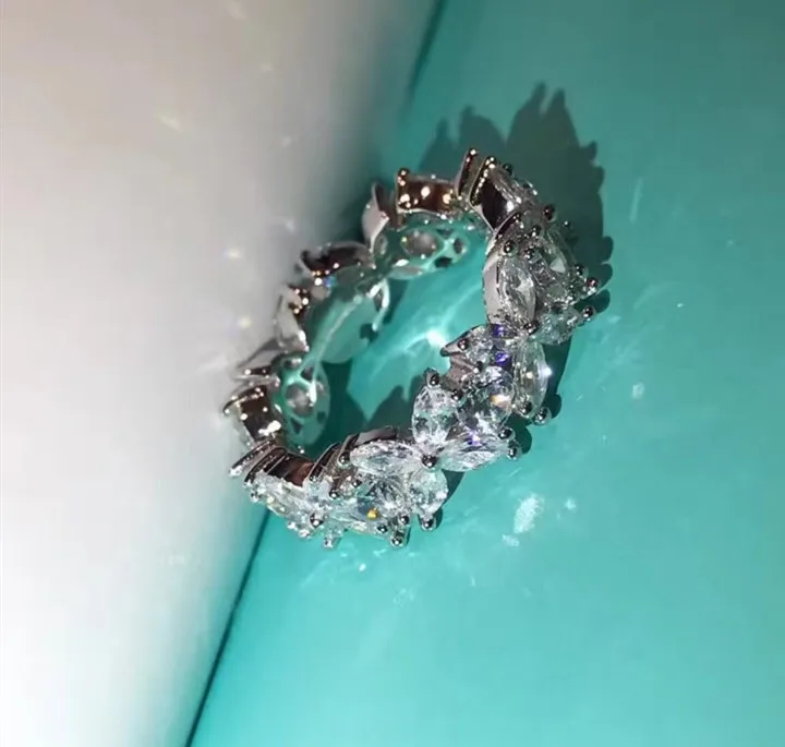 Горячие 925 пробы Серебряные украшения кольцо с цветком из циркона на палец