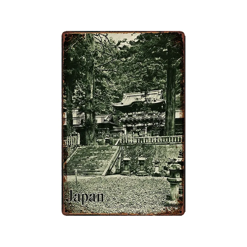 [Mike86] Japan Cites дорожный металлический знак ВИНТАЖНАЯ фотография детской комнаты