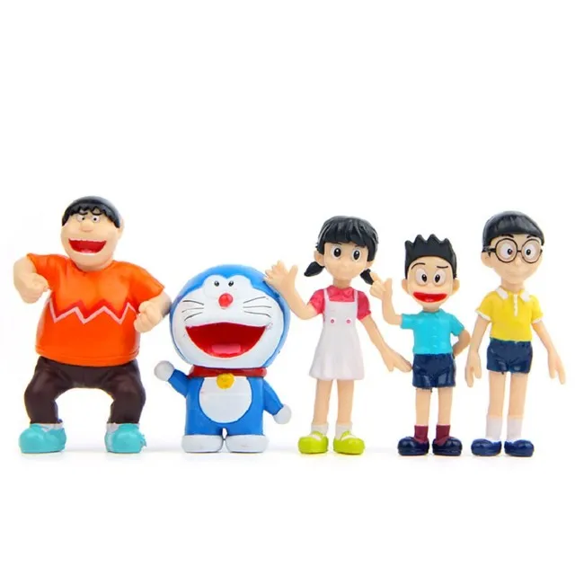 

5pcs/lot Creative Micro Garden Landscape Decoration Props Doraemon Family Portrait PVC Action Figures Toy Kids Christmas Gifts