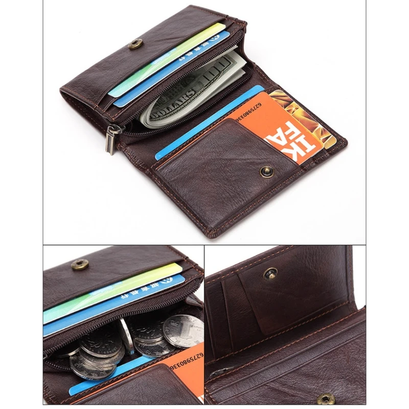 

Credit Card Leather Bifold Wallet Organizer Holder Pouch Mini Coin Purse Cash Pocket