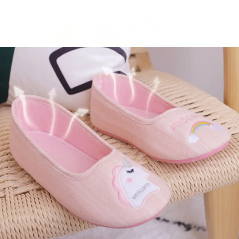 Домашние мягкие дышащие тапочки для беременных с единорогом Нескользящие