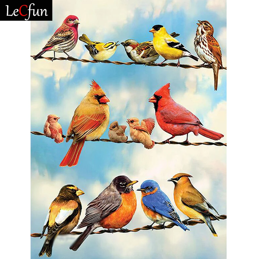Набор для рисования алмазными птицами LeCfun полное сверло круглые/квадратные 5D