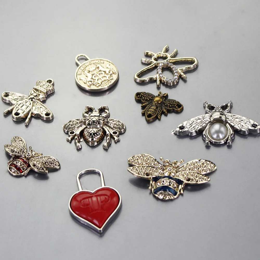Новинка! Винтажные металлические заклепки в виде пчелы с кристаллами
