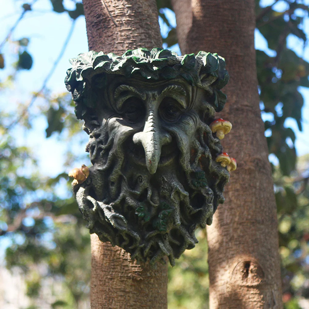 

Bird Feeder Tree Face Decor Outdoor Fun Old Man Tree Sculpture Art Decoration