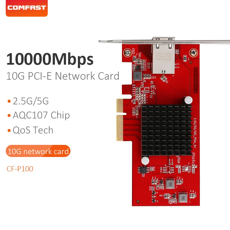 

Gaming network card AQC107 PCI-E wifi adapter 10Gbps Ethernet high speed RJ45 Network Port Wireless adaptador for Desktop PC