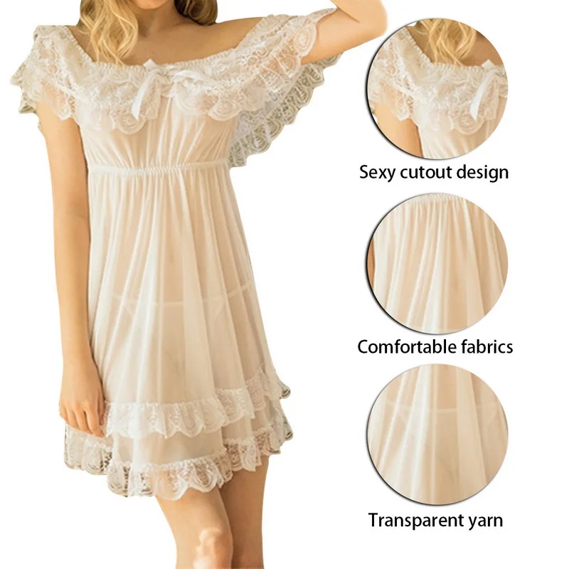 

Jodimitty 2021 Women Sexy Lace Solid Lace Spaghetti Strap Night Dress Ladies Sexy Deep V-Neck Sleeveless Sleepwear Nightgowns