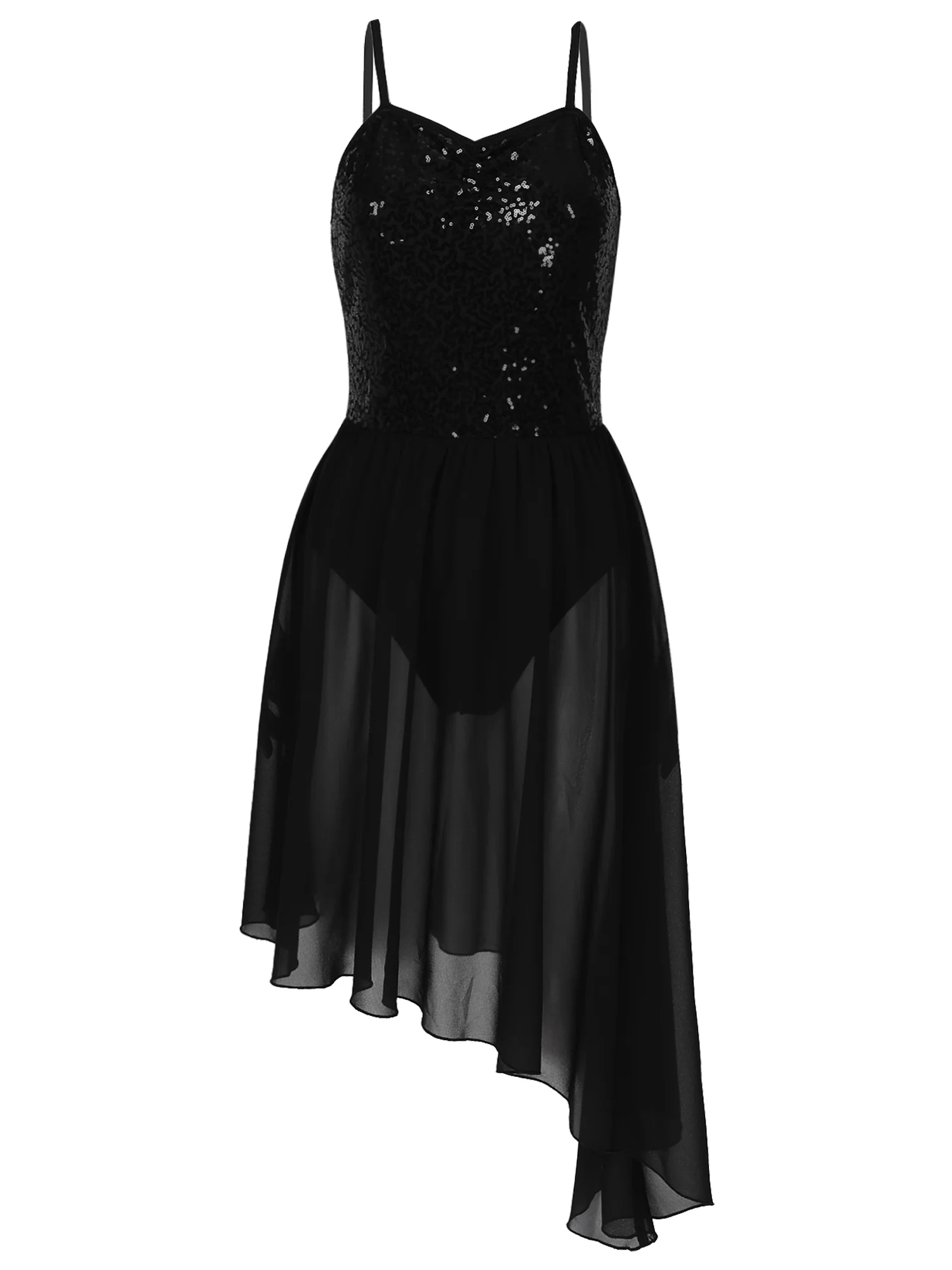Women Sequins Ballet Tutu Dress Dancing Costume for Leotards Adults Irregular Hem Lyrical Contemporary Dance | Тематическая одежда