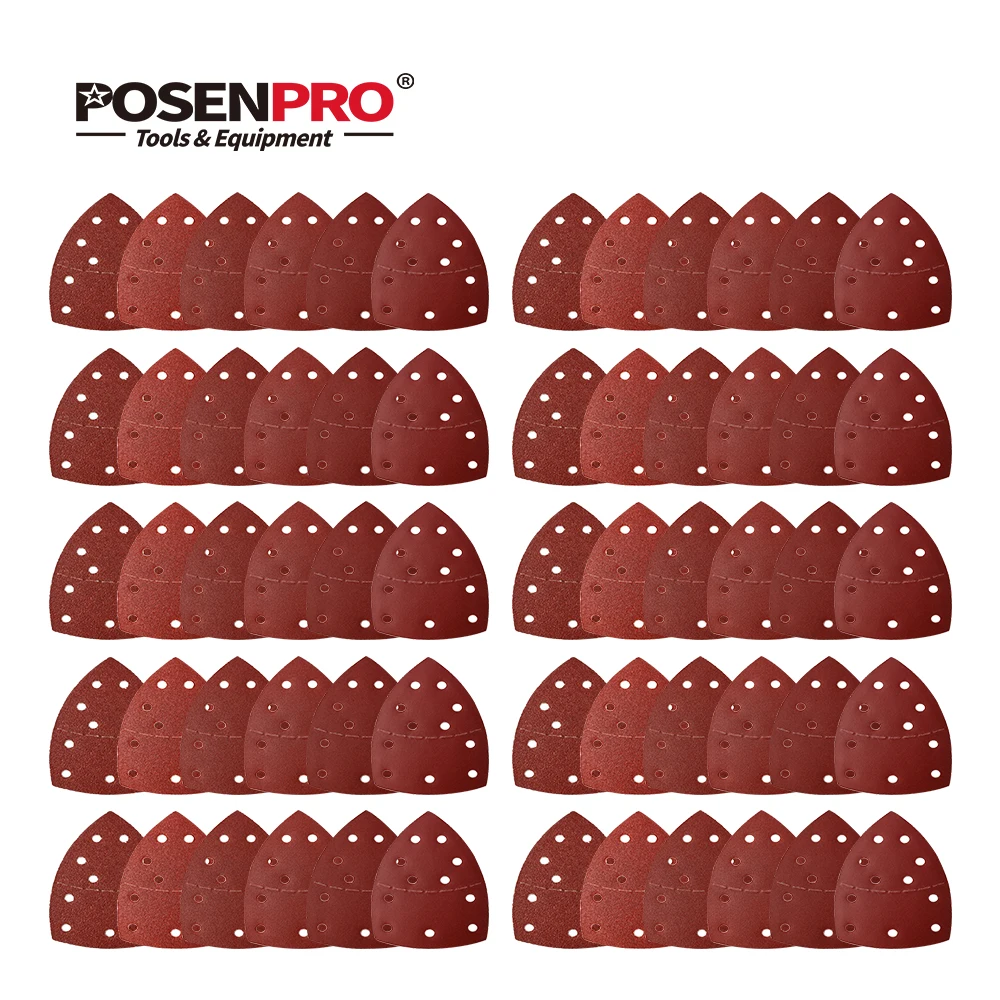 

POSENPRO 60 Pieces Mouse Detail Sander Sandpaper Sanding Paper Hook and Loop Assorted 40/ 60/ 80/ 120/ 180/ 240 grits