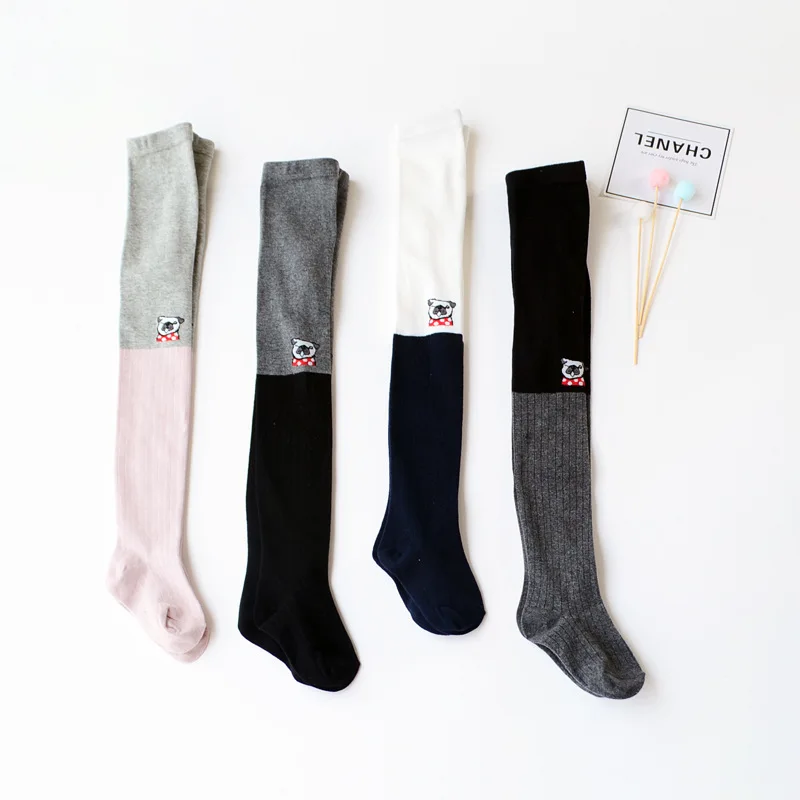 Новые осенние детские колготки в Корейском стиле с рисунком медведя Колготки для