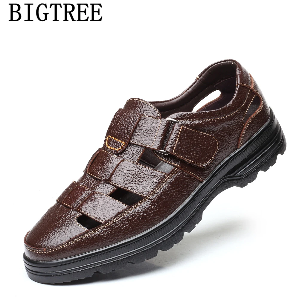 Роскошная мужская обувь Брендовая Летняя из натуральной кожи Мужские сандалии