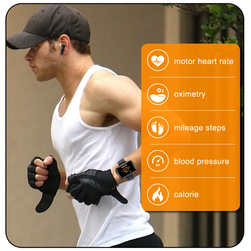 

TWS Wireless Smart Watch Bracelet Smartband With Sport Bluetooth Earphones Heart Rate Blood Pressure Oxygen Monitor 2020 New T91