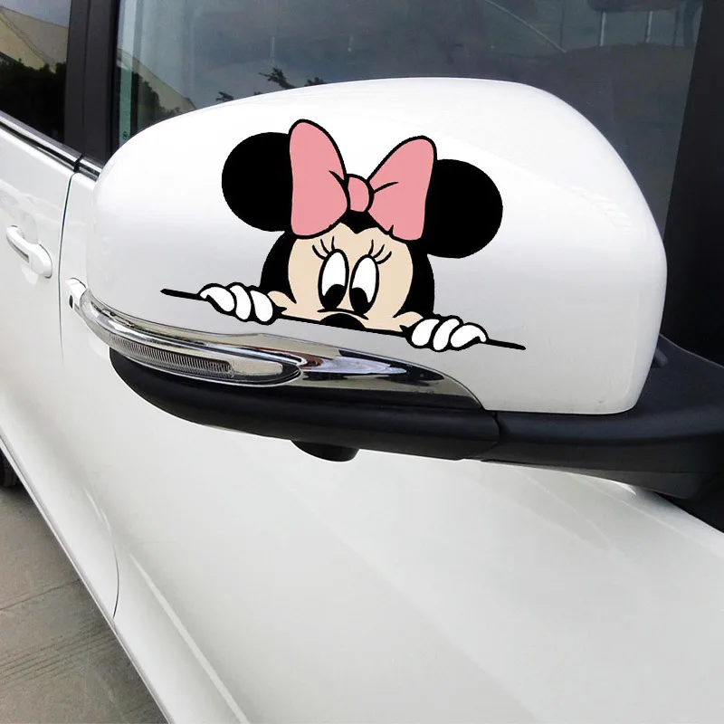 

Disney Mickey Mouse Minnie Car Rearview Mirror Sticker Car Window Sticker Creative Cartoon Personality Car Sticker Decoration