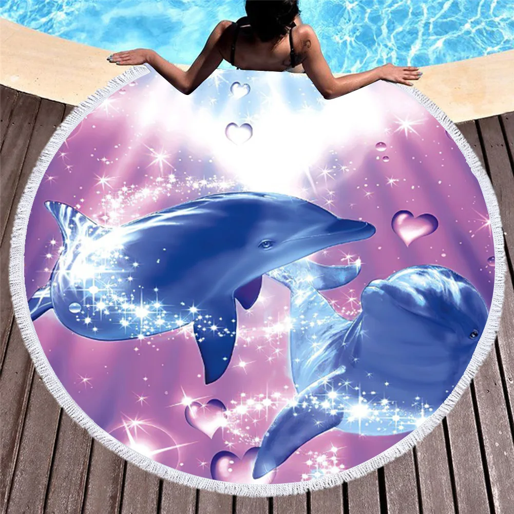 Круглое пляжное полотенце Irisbell с морскими животными 3D мягкое одеяло из