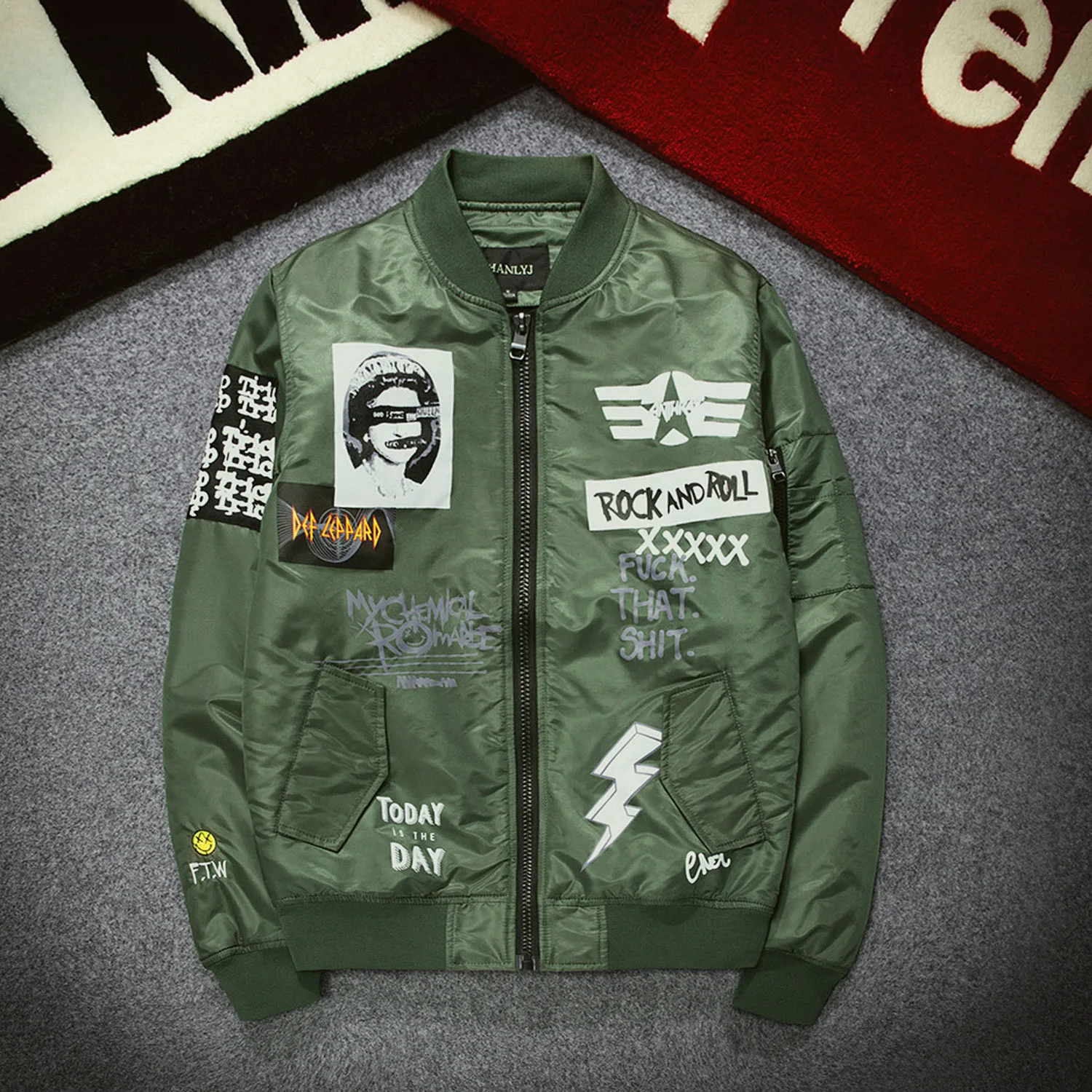 

Print Jacket Men Plus Size Stand Collar Bomber Jacket Fashion Casual Outwear Men's Coat Bomb Baseball Jackets New
