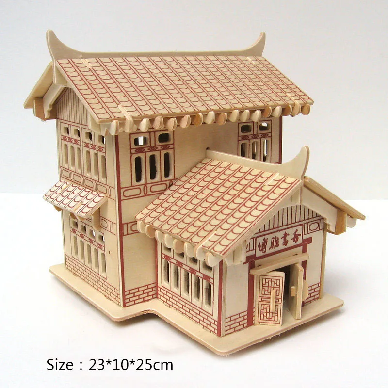 

Laser Cutting 3D Wooden Puzzle House Model Puzzles DIY Assembly Kit Stickers Car Puzzle Education Toys for Kids