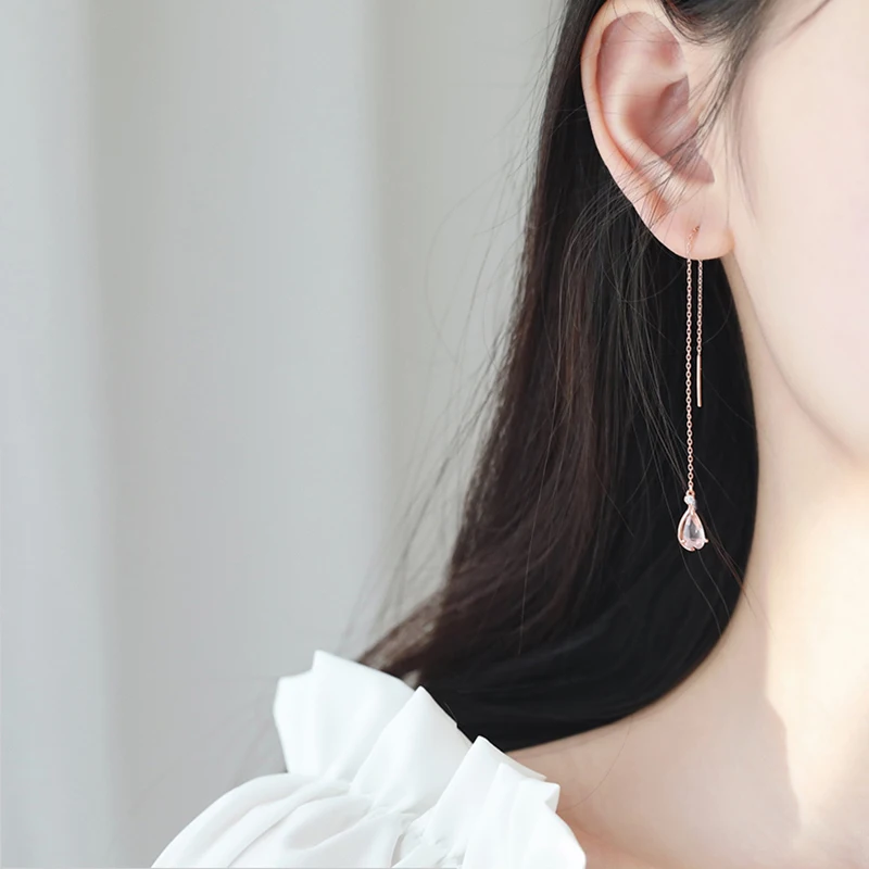 Женские серьги-подвески из стерлингового серебра 925 пробы с вишенкой кварца