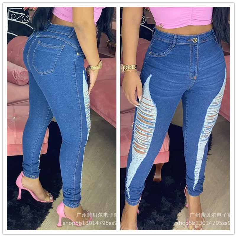 

Женские рваные джинсовые брюки WEPBEL, женские пикантные модные облегающие узкие джинсы с высокой талией, длинные брюки-карандаш