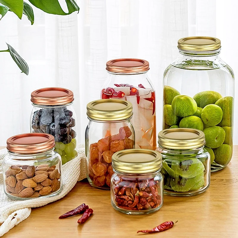 

24 Sets Regular 70mm MouthCanning Lids and Bands,Mason Jar Lids,Reusable and Leak Proof (Golden/Rose Golden)