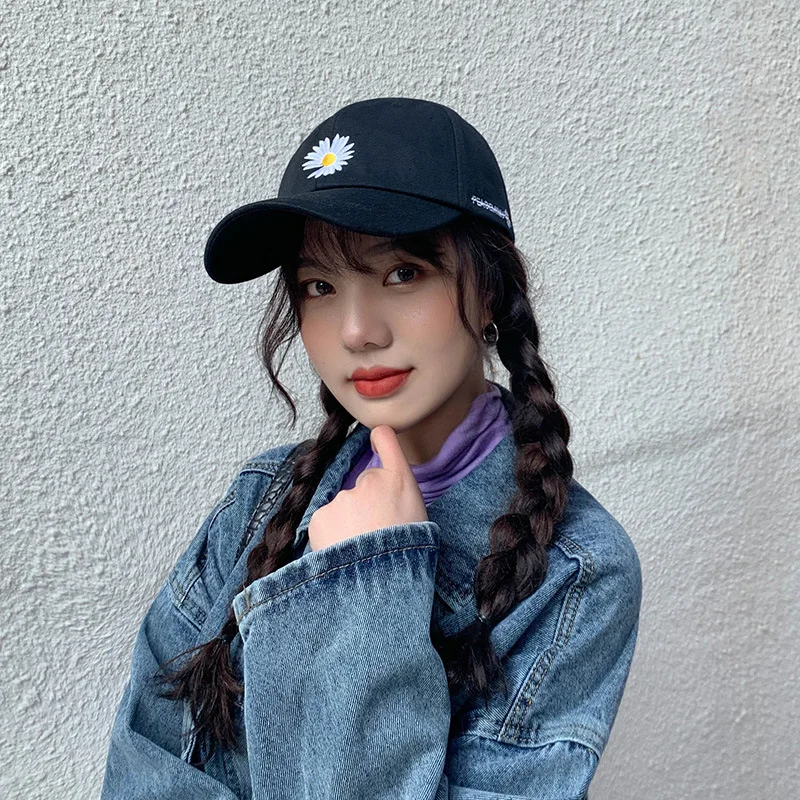 Кепки женский ins/Новый Чистый Красный Дейзи бейсболка все матч с нашивкой в виде