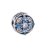genuine 925 sterling silver bead charm openwork heart snowflake with crystal beads fit women pan bracelet necklace jewelr