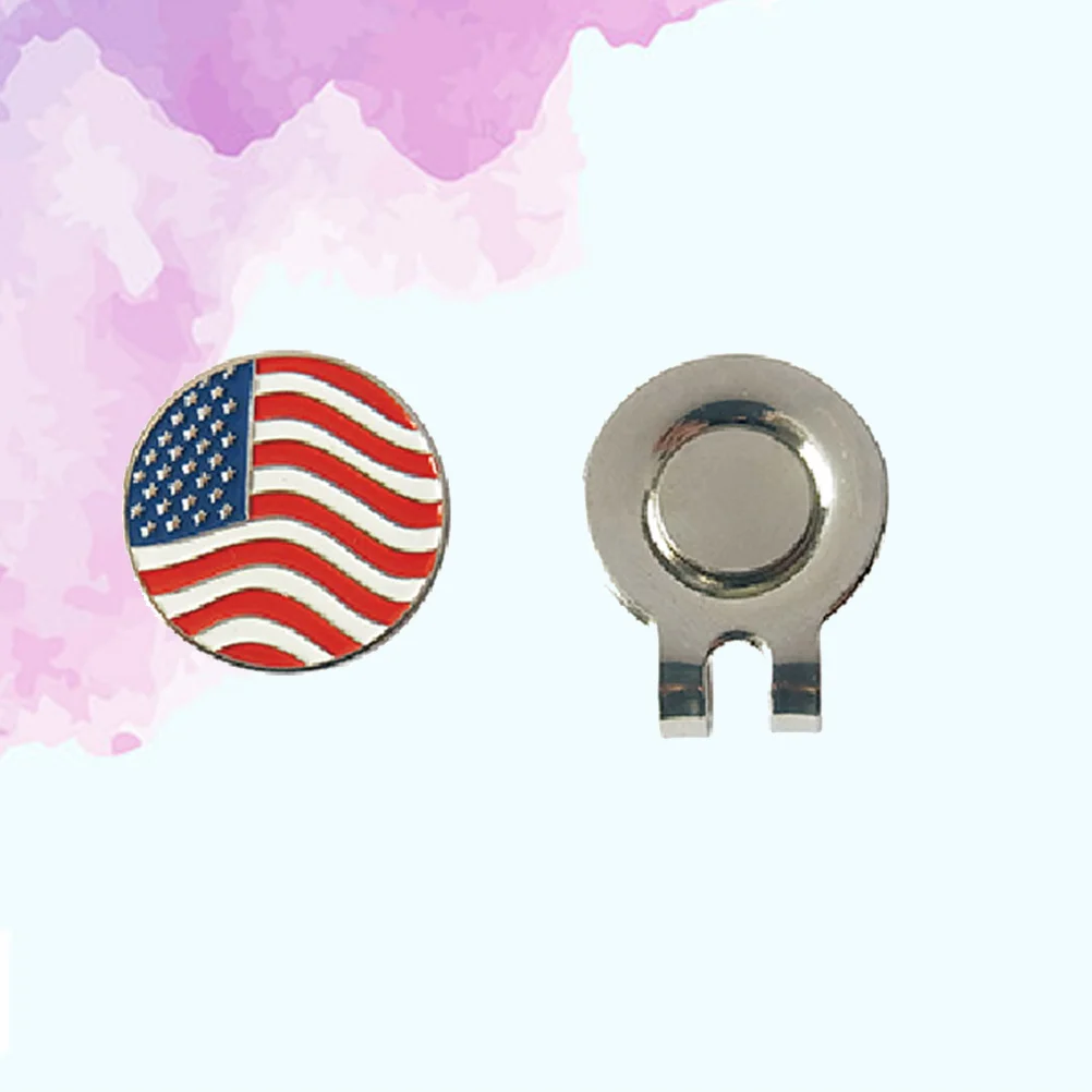 

2 Pcs Lightweight Alloy Magnetic Markers Hat Clip US Flag Pattern Magnetic Accessories