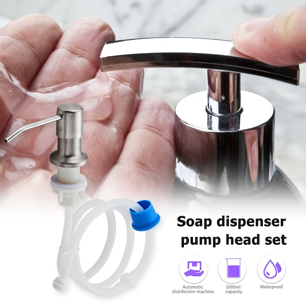 

Stainless Steel Detergent Liquid Soap Dispenser Bathroom Sink Extension Tube Kit Kitchen Sink Metal Under Deck Counter