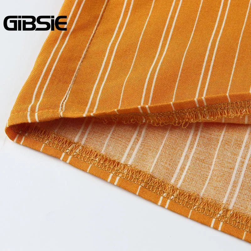 

GIBSIE Plus Size Button Knot Hem Striped T Shirt Women 2020 Autumn Fashion V-Neck Long Sleeve Casual Tshirt Big Size Clothes