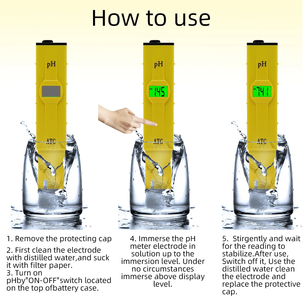 10 шт. ATC рН-метр для плавательного бассейна воды PH тестовый карандаш Точность 0
