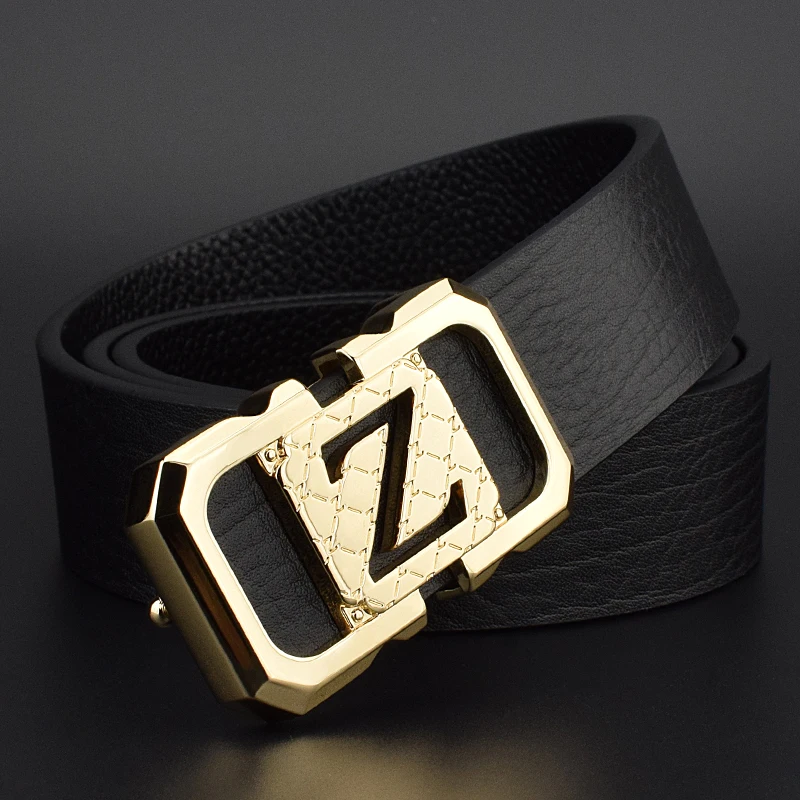 High quality Male cowhide belts for men jeans designer fashion Z belt genuine leather luxury brand Waist Strap gold sash belt