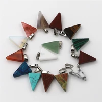 random natural stone triangle pendant pendulum crystal fluorite opal chakra healing reiki beads