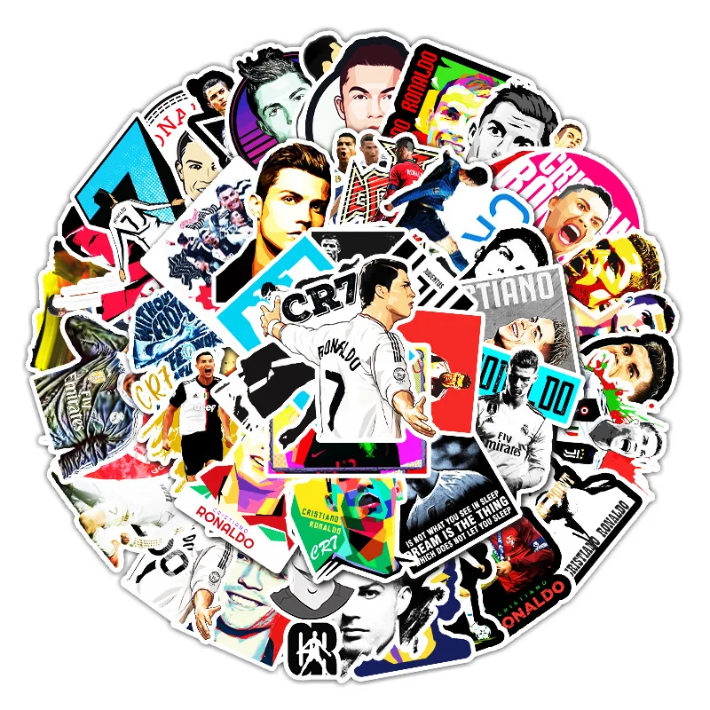 

Free Shipping, 52 Pieces of Football Star Ronaldo Cartoon Graffiti Stickers Luggage Laptop Car Refrigerator Waterproof Stickers