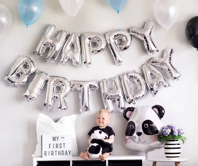 16 Inch Happy Birthday Letter Self Inflating Balloons Gold/ Silver/ Rose Gold Banner Foil Balloon Party Decor | Дом и сад