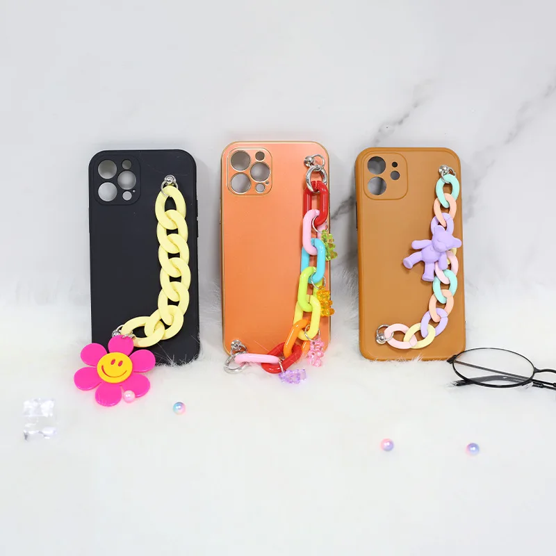 

Simple small and fresh gradient little bear mobile phone chain smile for apple phone case bracelet