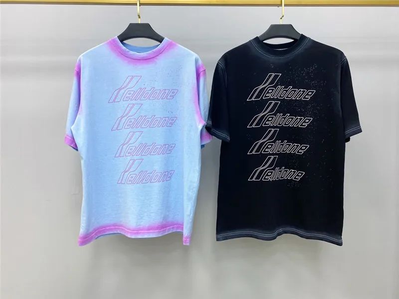 

Black Tie-dye WE11DONE T Shirt Men Heavy Fabric Spots Welldone Top Tees Summer Style Women shirts new arrival 2021