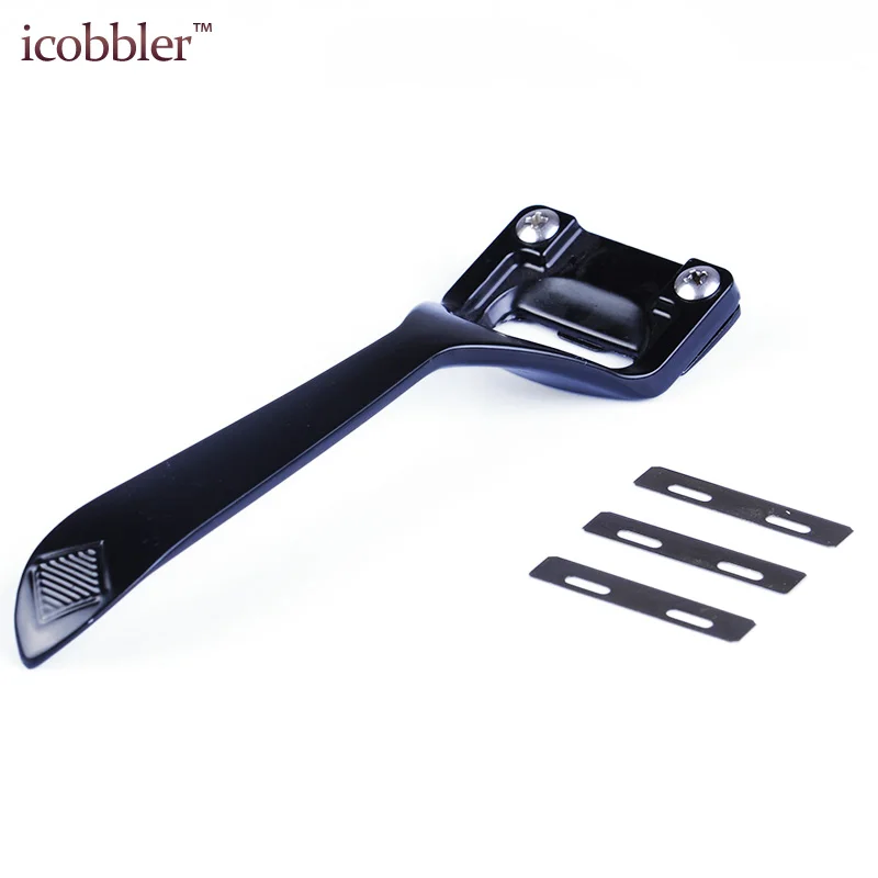 Herramientas de bricolaje de alta calidad, herramienta para manualidades de cuero, cuchillo para adelgazar, empujador de cuero, negro y plateado, con 3 cuchillas