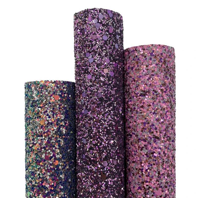 3PCS/SET Color Changing Purple Brown Green Mixed Chunky Glitter faux Vinyl Fabric Sheets For Bows Earrings DIY 21X29CM Q161
