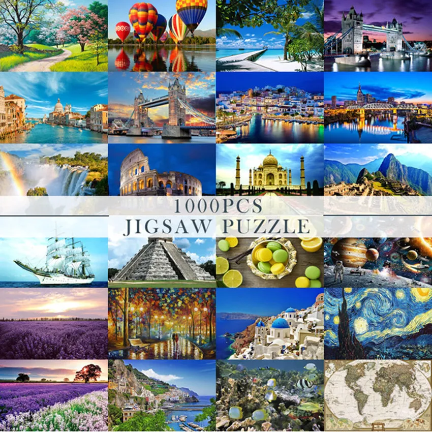 

1000 Pieces Adult Puzzle Jigsaw 3D Antistress Toys Montessori Parper Puzzles Adulto Educational Toys