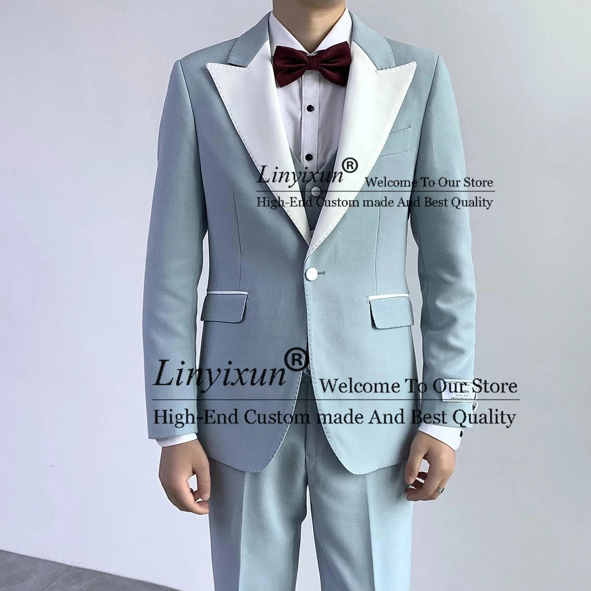 

Elegant White Peak Lapel Men Suits One Button Costume Wedding Groom Tuxedos Slim Fit Prom Blazer 3 Pieces Terno Masculino