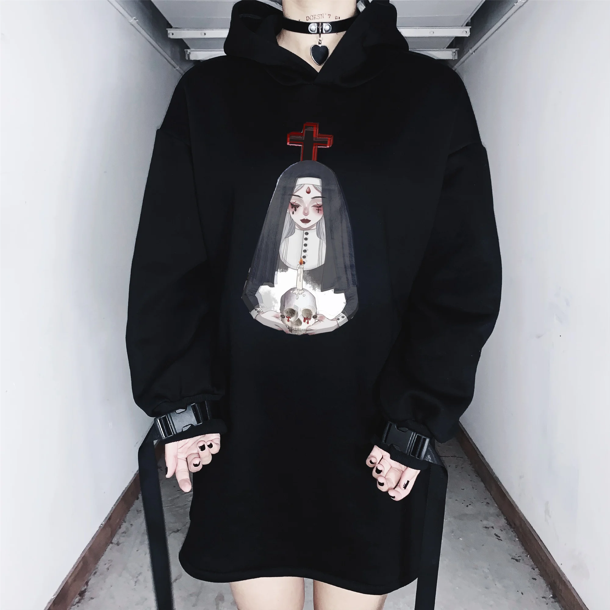 Свитшот женский бархатный в стиле Харадзюку модная Готическая уличная одежда с