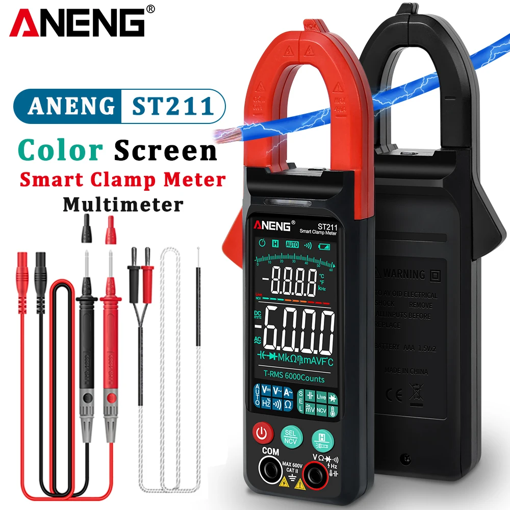 Цифровой мультиметр-зажим ANENG ST211 6000 отсчетов Постоянный/переменный ток