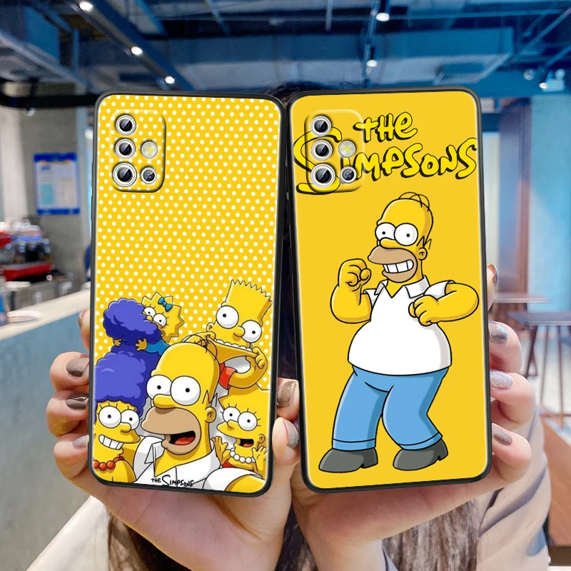 

The Simpsons cute cartoon For Samsung Galaxy A72 A71 A52 A51 A91 A81 A32 A22 A21 A01 A02 4G 5G Soft Black Phone Case Cover