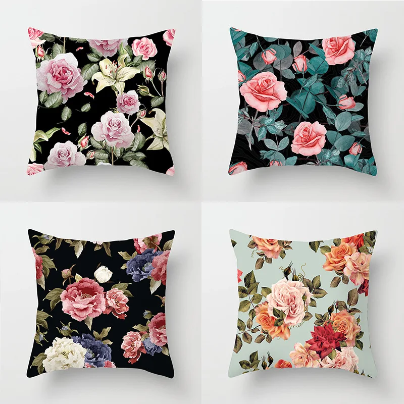 

Льняные Наволочки с цветочным принтом для гостиной, дивана, наволочка для подушки, украшение для комнаты девочки, наволочка с рисунком роз и...