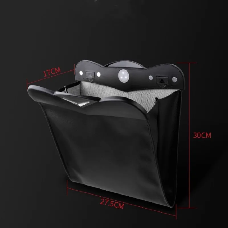 

LED Car Trash Can Portable Drive Bin Hanging Wastebasket Bags Auto Seat Back Waterproof Dustbin Durable Folding Storage Boxes