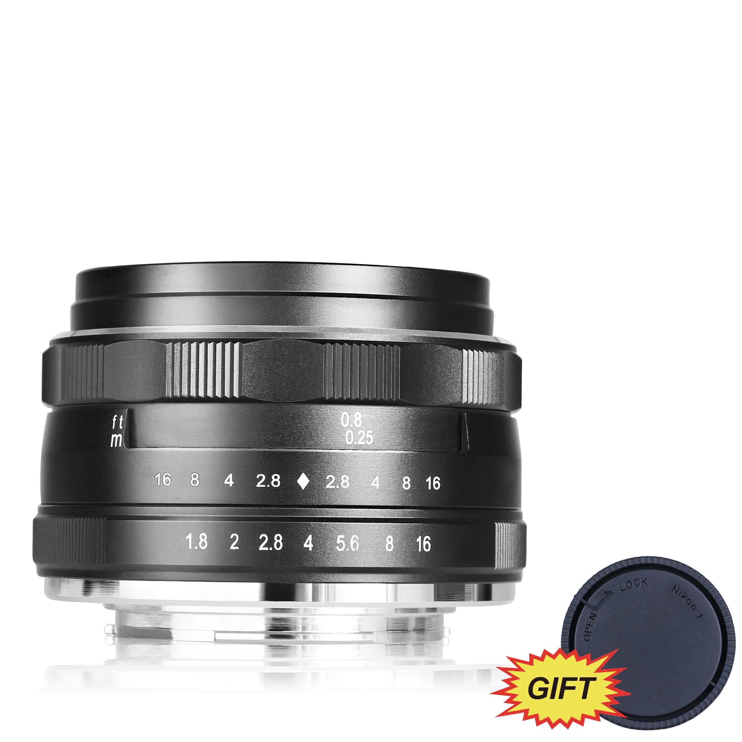 

Meike 28mm F2.8 Large Aperture Manual Focus Lens for Canon EF-M EOS M1 M2 M3 M5 M10 M100+Free G