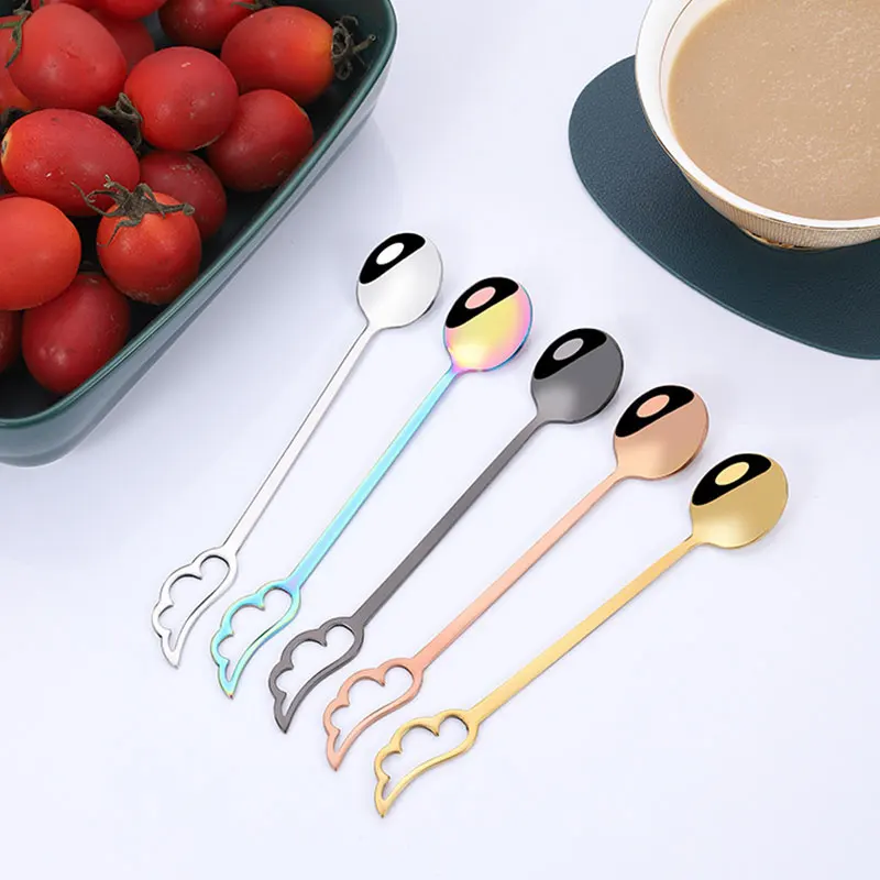 

Creative Wings Shaped Tableware Ice Cream Scoop Colorful Useful Tea Coffee Mixing Spoon 1pc Dessert Fruit Fashionable Scoop