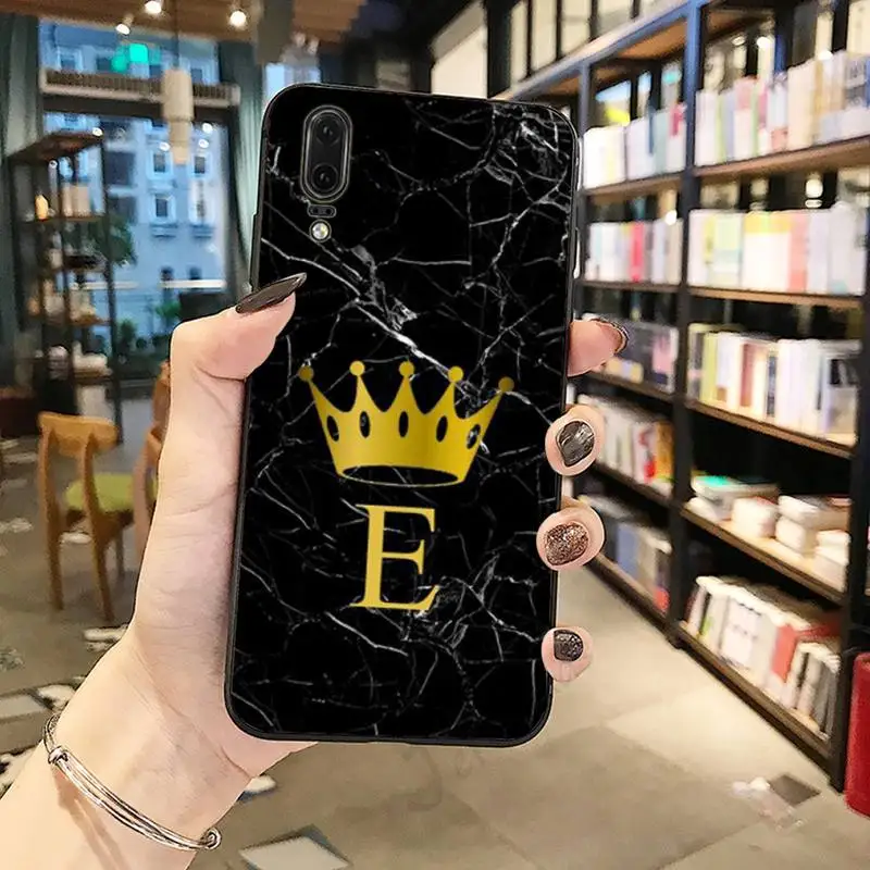 

Custom name Letter Marble Gold crown Phone Case For Huawei honor Mate P 10 20 30 40 Pro 10i 9 10 20 8 x Lite
