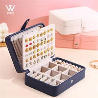 we 2021 new button pu leather travel jewelry boxes for women girls portable jewelry box storage for earrings necklaces rings