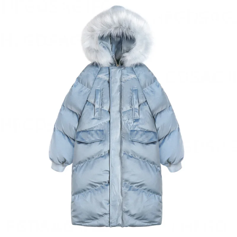 AYUNSUE зимняя куртка женская Корейская длинная Женская парка пуховая бархатная
